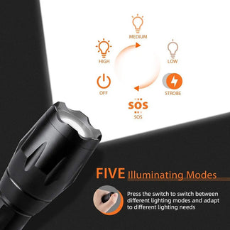 High power LED torch with 5 waterproof and aluminum alloy