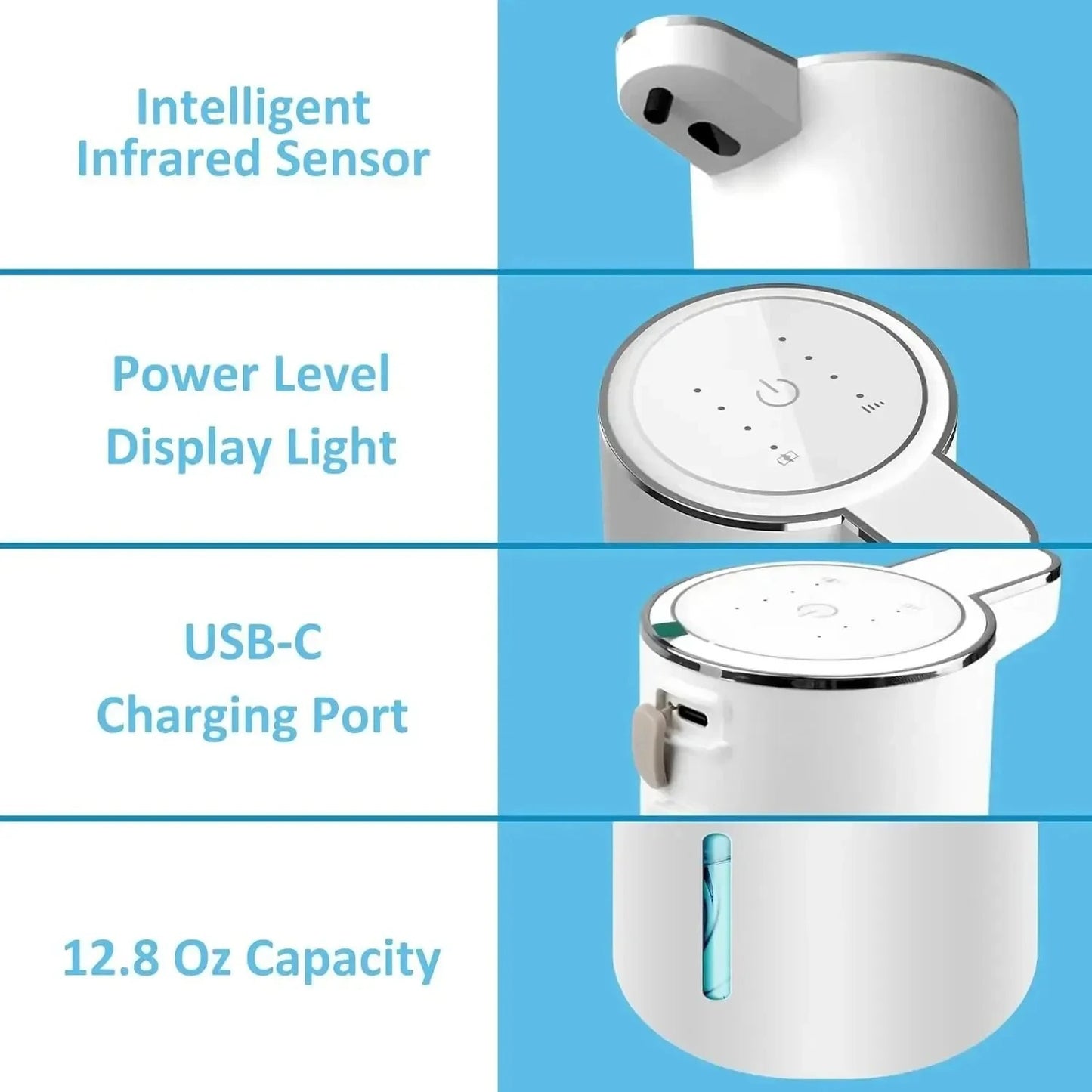 Dispenser di sapone automatico ricaricabile USB 4 modalità di erogazione