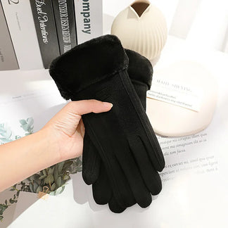 Touchscreen winter gloves for women with velvet lining
