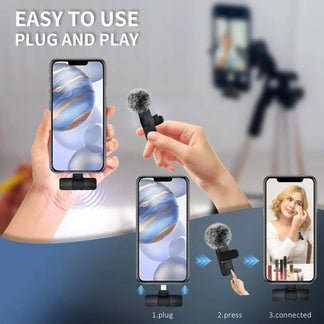 Portable wireless microphone for all devices with noise reduction