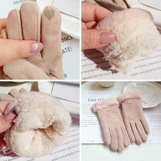 Touchscreen winter gloves for women with velvet lining