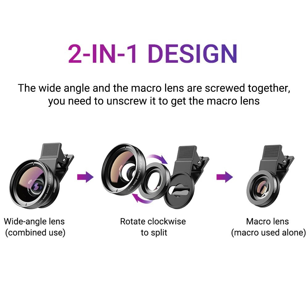 Obiettivo HD 37MM 0.45x super grandangolare e 12.5x Macro per tutti i dispositivi