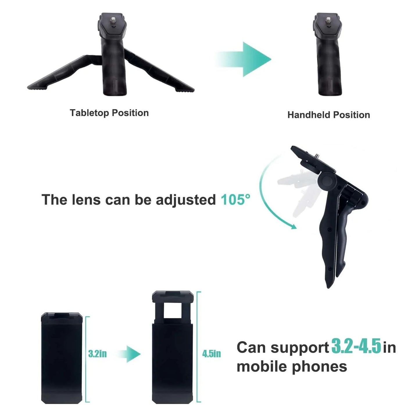 Photos and video kit for smartphones with three-to-see and microphone
