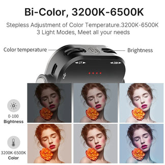 Luce LED  regolabile con supporto rotante a 360° per smartphone e macchina fotografica