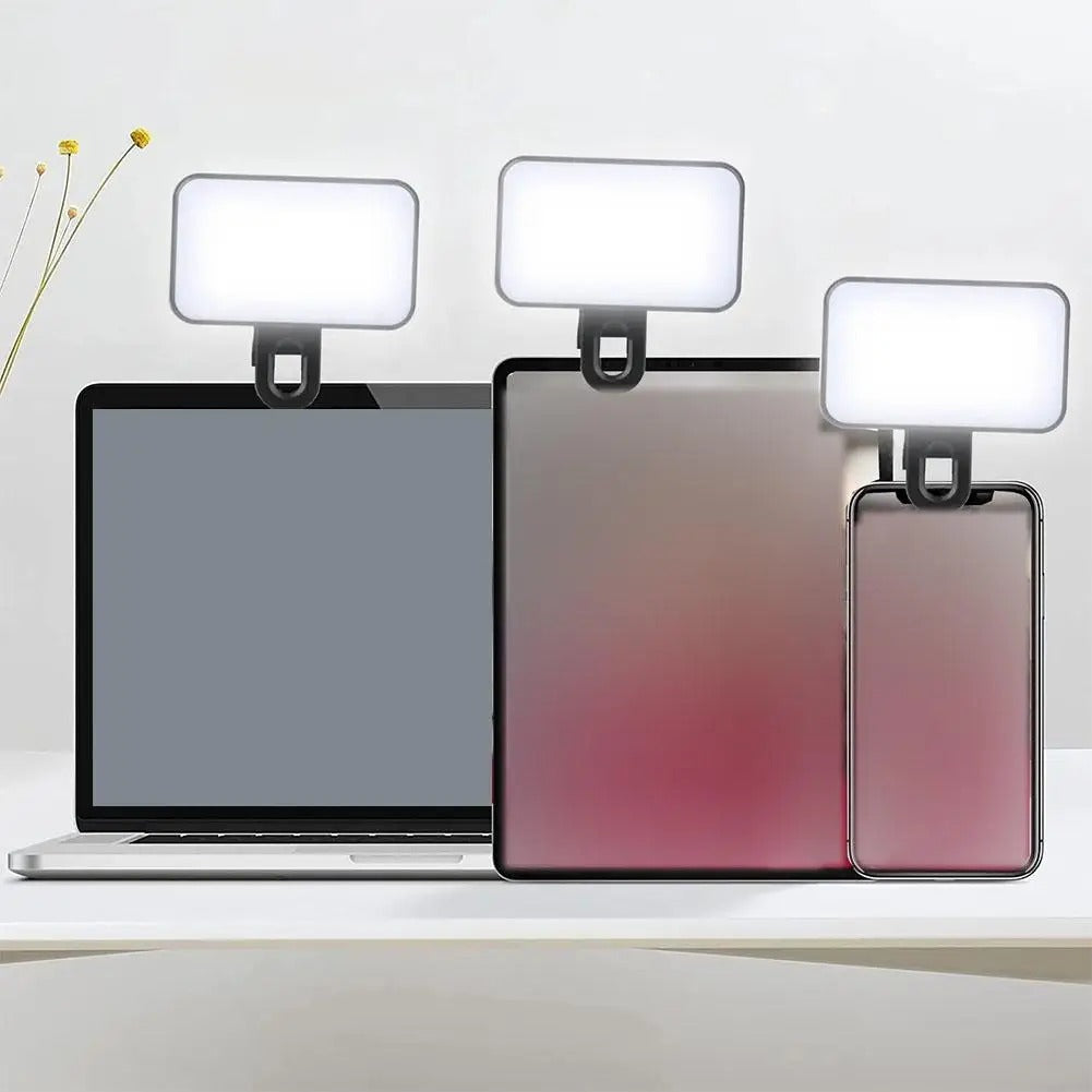 Rechargeable portable portable selfie light 3 brightness modes, clip-on by phone, computer