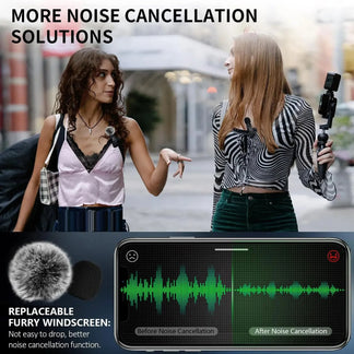 Portable wireless microphone for all devices with noise reduction