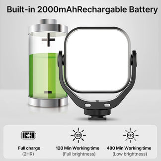Luce LED  regolabile con supporto rotante a 360° per smartphone e macchina fotografica