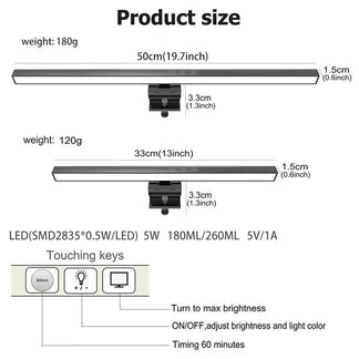 50/30 cm Desk LED lamp with USB luminous bar and adjustable Dimmer