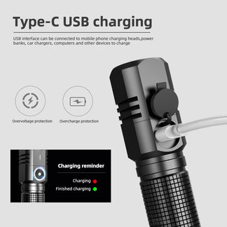 Super bright Mini LED torch with zoom USB charging and 3 light modes