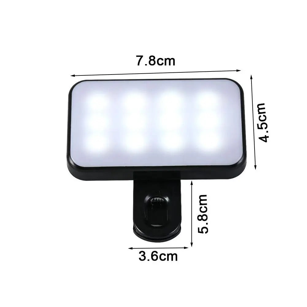 Rechargeable portable portable selfie light 3 brightness modes, clip-on by phone, computer