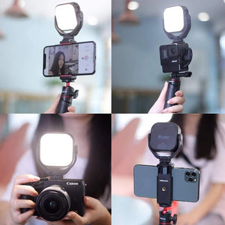 Luce LED  regolabile con supporto rotante a 360° per smartphone e macchina fotografica