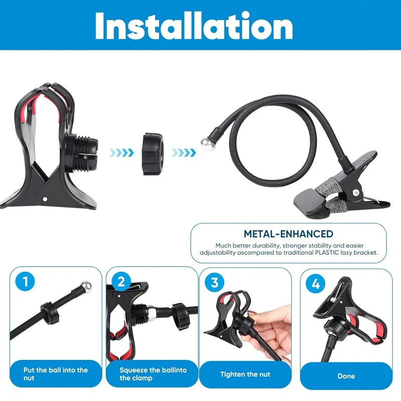 Universal flexible smartphone support with 360 ° rotation