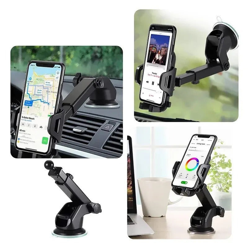 Telephone support from car with universal suction cups for smartphones