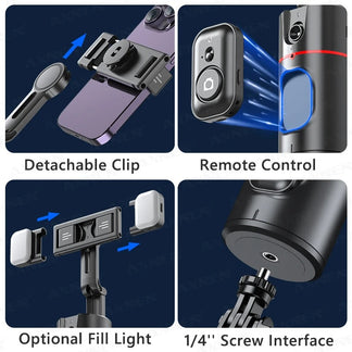 Stabilizzatore per telefono con rotazione 360° con face tracking e telecomando