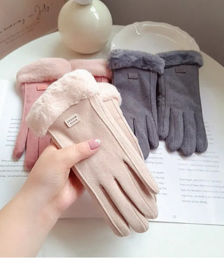 Touchscreen winter gloves for women with velvet lining