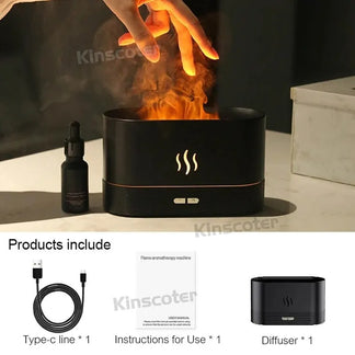 Diffusore di aromi e umidificatore d'aria con luce LED ed effetto fiamma