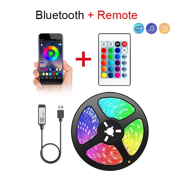 Bluetooth LED strip, USB, RGB 5050 SMD, flexible and adhesive for TV and desktop