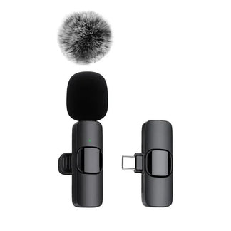 Portable wireless microphone for all devices with noise reduction