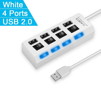 Hub USB 2.0 ad Alta Velocità con 4/7 Porte e Lampada LED