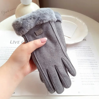 Touchscreen winter gloves for women with velvet lining
