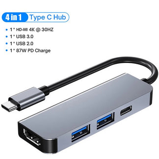 HUB USB C 7/6/4/1 Doors with PD, SD/TF, USB 3.0 for all devices