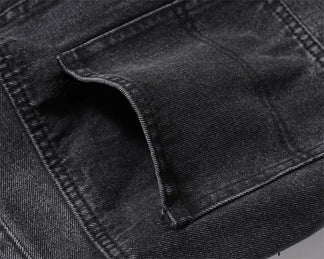 Bermuda in Denim Nero™ | Effetto Sfumato e Stile Cargo