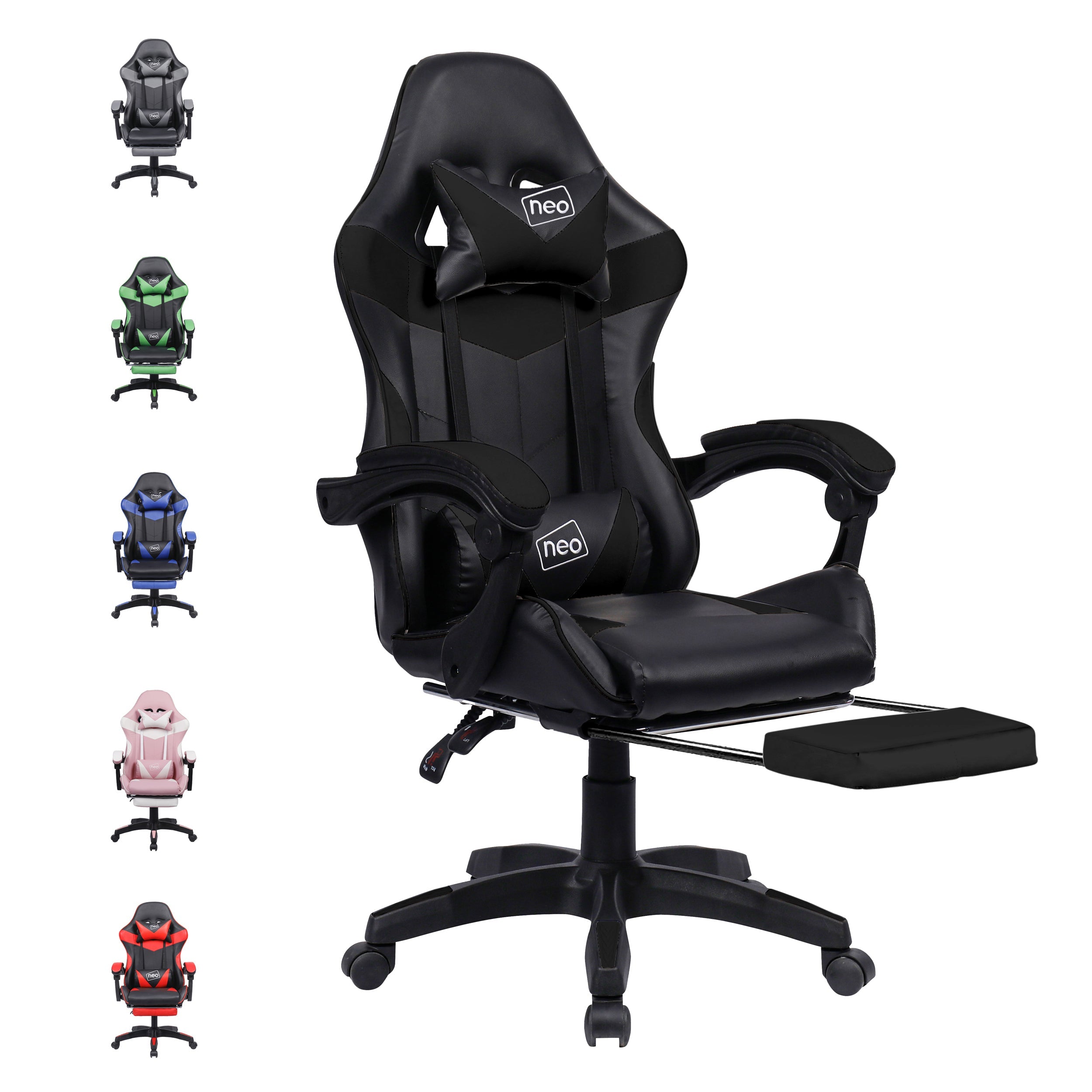 Sedia da Ufficio e Gaming Reclinabile con Supporto Ergonomico e Poggiapiedi