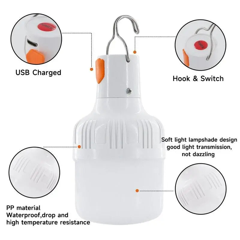 Rechargeable LED Camping Lantern with Hook & USB MigliorPrezzi.com