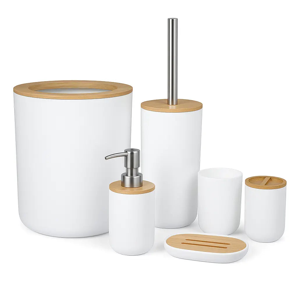 Set Arredo Bagno™ | Stile Minimal in Nero e Bambù per un Tocco Naturale MigliorPrezzi.com