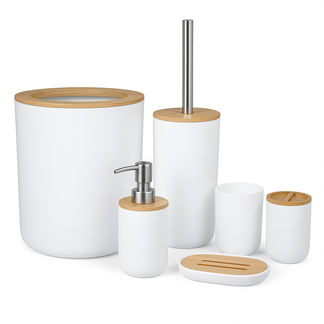 <tc>Bathroom Set™ | Minimalist Black &amp; Bamboo for a Natural Touch</tc>