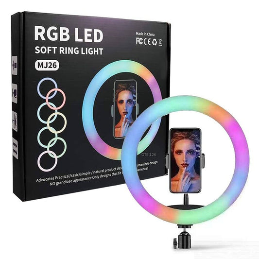 Luce ad Anello LED RGB 26cm con Treppiede – Effetto Flash e Luce Morbida