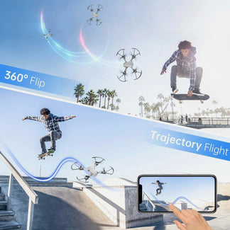 Foldable mini drone with 1080p Full HD video camera and smart functions